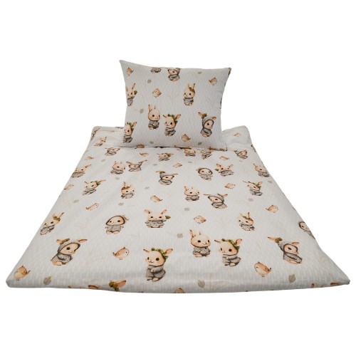 Komplet Pościeli Dziecięcej 100x160 + 70x80 Króliczki Beż