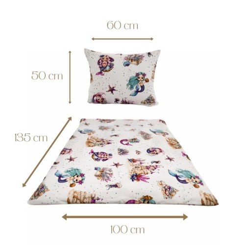 Komplet Pościeli Dziecięcej 100x135 + 50x60 Syrenki