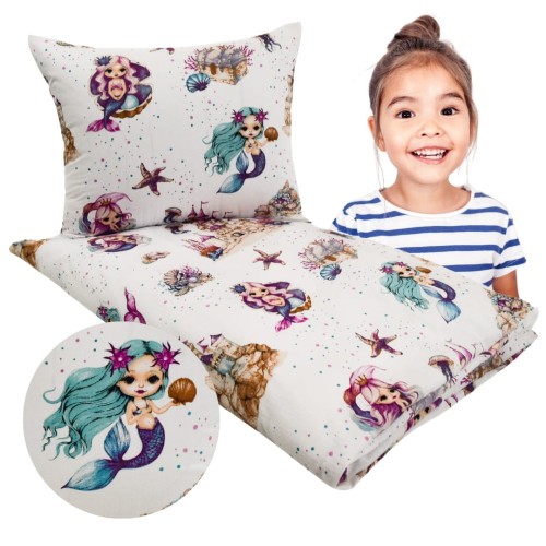 Komplet Pościeli Dziecięcej 100x135 + 50x60 Syrenki
