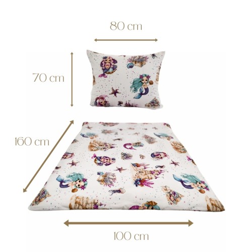 Komplet Pościeli Dziecięcej 100x160 + 70x80 Syrenki