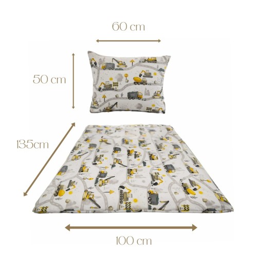 Komplet Pościeli Dziecięcej 100x135 + 50x60 Koparki Żółte Nowe