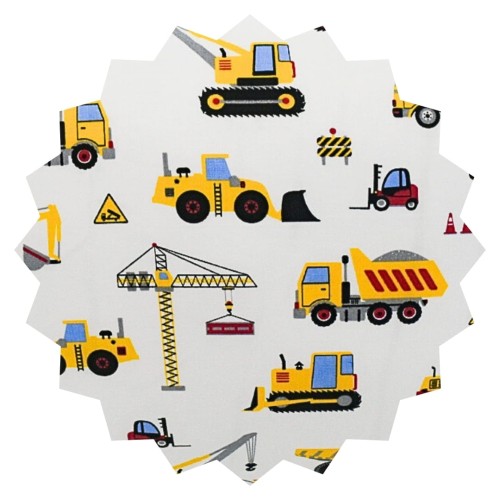 Komplet Pościeli Dziecięcej 100x135 + 50x60 Koparki Żółte Na Białym