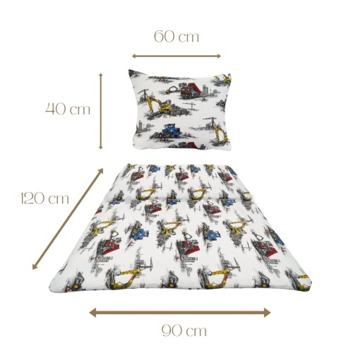 Komplet Pościeli Dziecięcej 90x120 + 40x60 Maszyny Budowlane