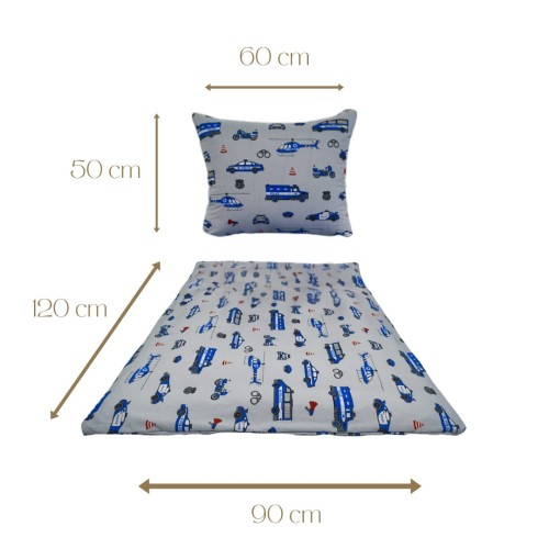 Komplet Pościeli Dziecięcej 90x120 + 50x60 Policja Na Szarym