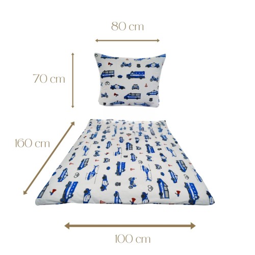 Komplet Pościeli Dziecięcej 100x160 + 70x80 Policja Na Białym