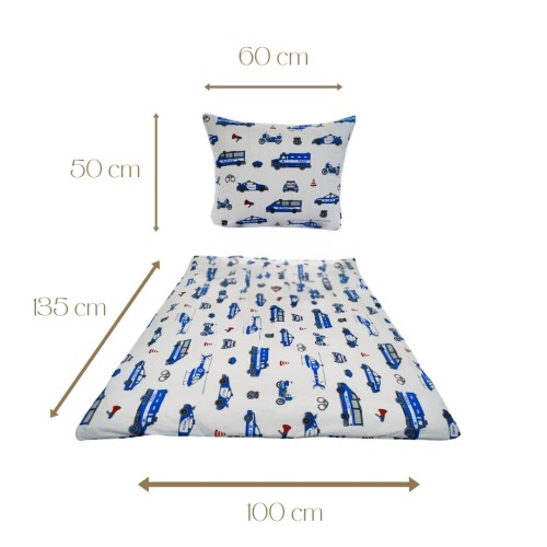 Komplet Pościeli Dziecięcej 100x135 + 50x60 Policja Na Białym