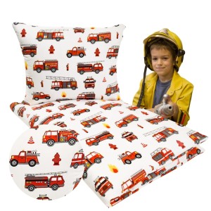 Komplet Pościeli Dziecięcej 90x120 + 50x60 Straż Biała