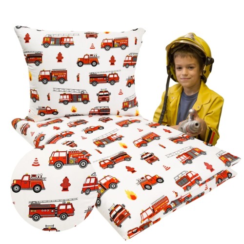 Komplet Pościeli Dziecięcej 90x120 + 50x60 Straż Biała