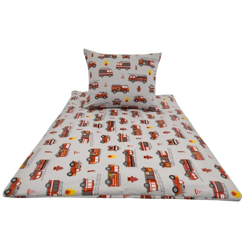 Komplet Pościeli Dziecięcej 120x160 + 50x70 Straż Szara