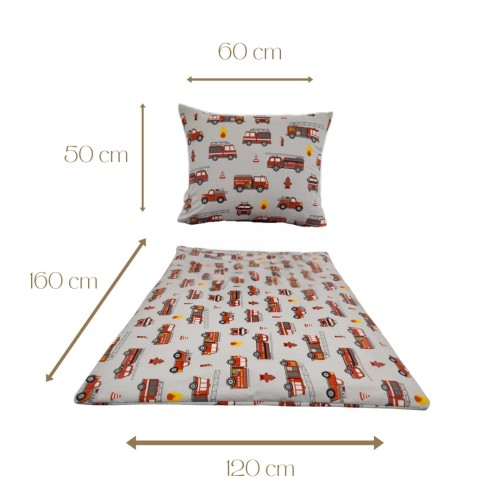 Komplet Pościeli Dziecięcej 120x160 + 50x60 Straż Szara
