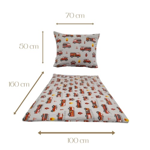 Komplet Pościeli Dziecięcej 100x160 + 50x70 Straż Szara