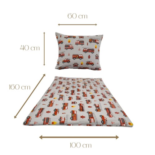 Komplet Pościeli Dziecięcej 100x160 + 40x60 Straż Szara