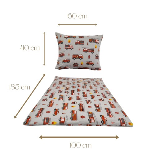 Komplet Pościeli Dziecięcej 100x135 + 40x60 Straż Szara