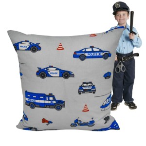 Poszewka Dziecięca 40x40 Bawełniana JAŚ Policja Na Szarym