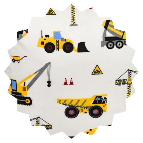 Poszewka Dziecięca 40x40 Bawełniana JAŚ Koparki Żółte Na Białym