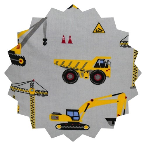 Poszewka Dziecięca 40x40 Bawełniana JAŚ Koparki Żółte Na Szarym