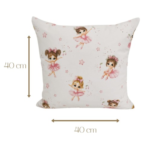 Poszewka Dziecięca 40x40 Bawełniana JAŚ Baletnice Róż