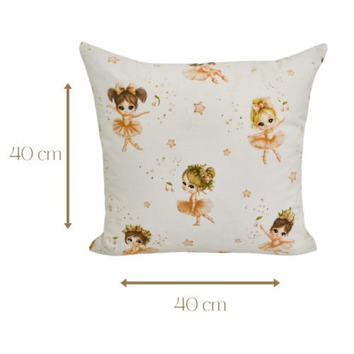 Poszewka Dziecięca 40x40 Bawełniana JAŚ Baletnice Beż