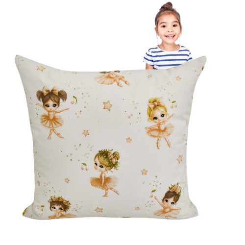 Poszewka Dziecięca 40x40 Bawełniana JAŚ Baletnice Beż