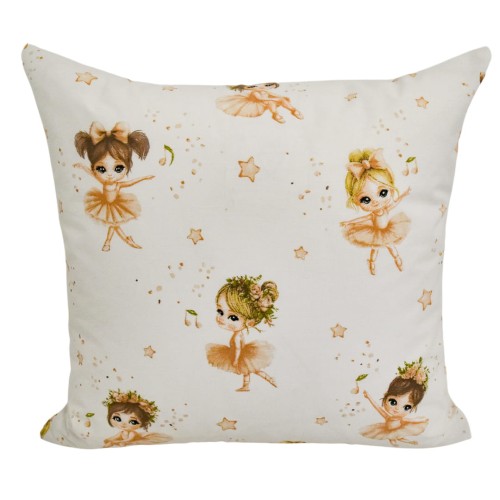 Poszewka Dziecięca 40x40 Bawełniana JAŚ Baletnice Beż