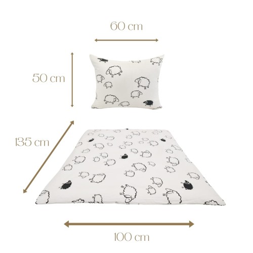 Komplet Pościeli Dziecięcej 100x135 + 50x60 Owieczki Na Białym