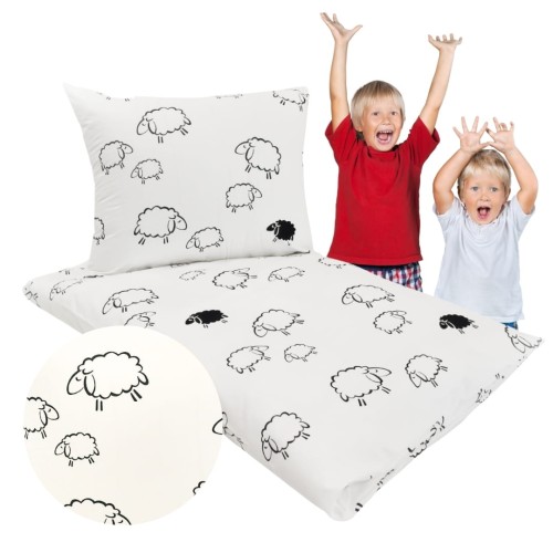 Komplet Pościeli Dziecięcej 100x135 + 40x60 Owieczki Na Białym