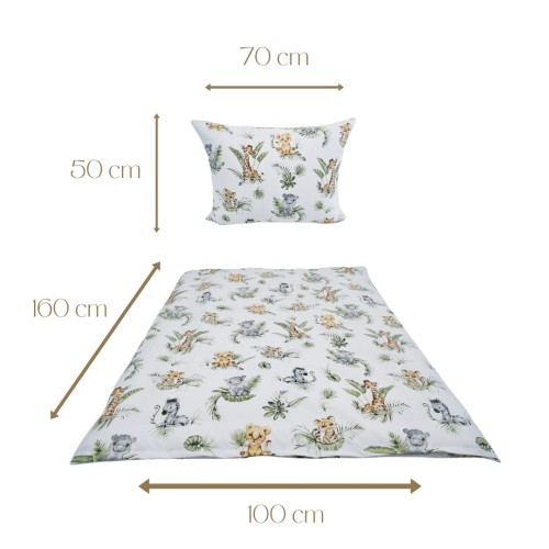 Komplet Pościeli Dziecięcej 100x160 + 50x70 Afrykańskie Zwierzęta