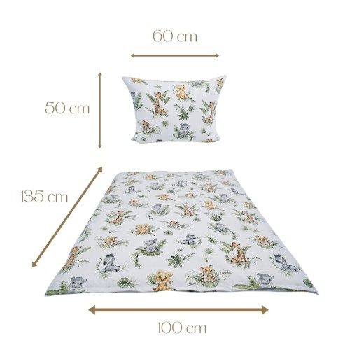 Komplet Pościeli Dziecięcej 100x135 + 50x60 Afrykańskie Zwierzęta