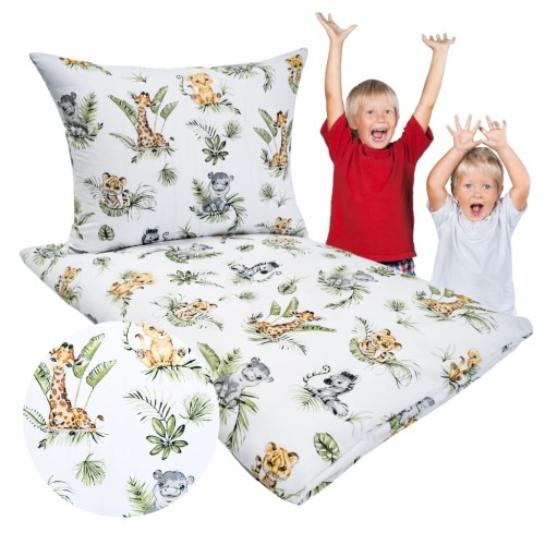 Komplet Pościeli Dziecięcej 100x135 + 50x60 Afrykańskie Zwierzęta