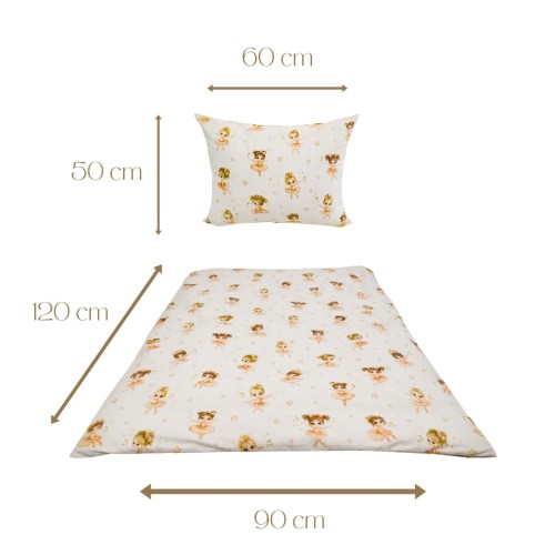 Komplet Pościeli Dziecięcej 90x120 + 50x60 Baletnice Beż