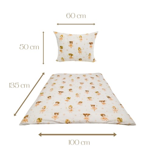 Komplet Pościeli Dziecięcej 100x135 + 50x60 Baletnice Beż