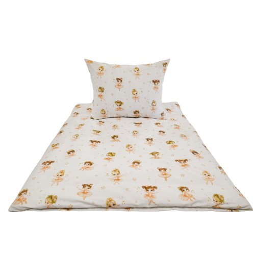 Komplet Pościeli Dziecięcej 120x160 + 50x60 Baletnice Beż