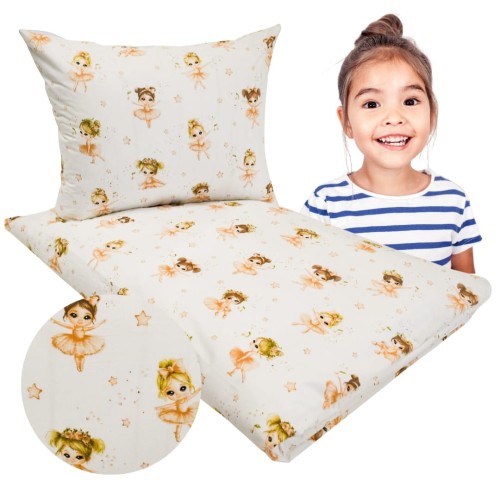 Komplet Pościeli Dziecięcej 120x160 + 70x80 Baletnice Beż