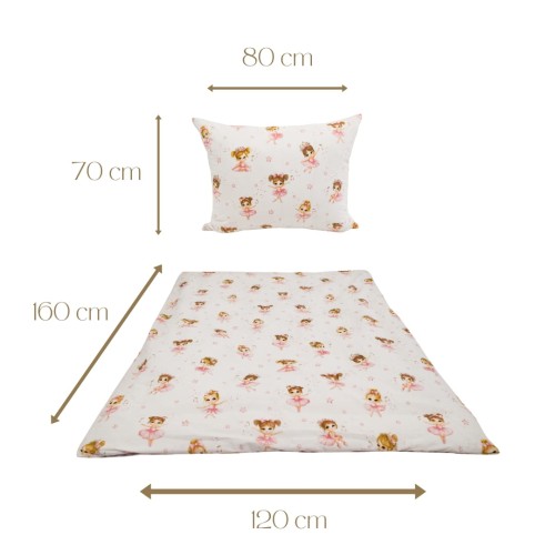 Komplet Pościeli Dziecięcej 120x160 + 70x80 Baletnice Róż