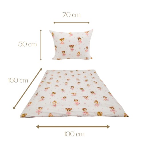 Komplet Pościeli Dziecięcej 100x160 + 50x70 Baletnice Róż