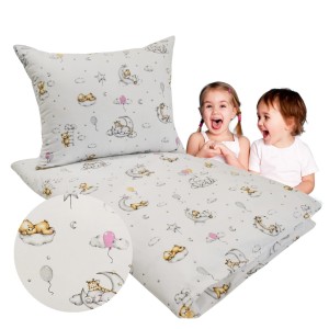 Komplet Pościeli Dziecięcej 90x120 + 40x60 Miśki Na Księżycu