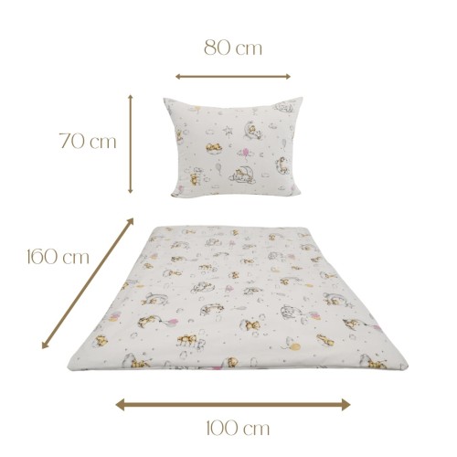 Komplet Pościeli Dziecięcej 100x160 + 70x80 Miśki Na Księżycu