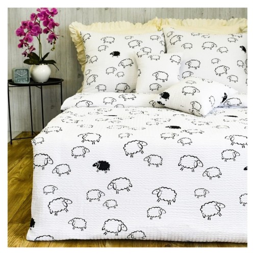Komplet Pościeli Kora 140x200 2x70/80 Owieczki Na Białym
