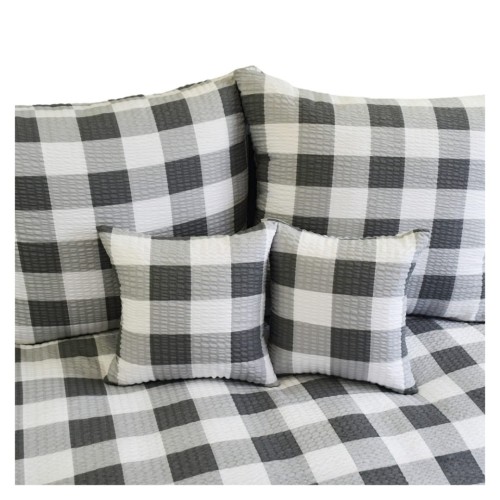 Komplet Pościeli Kora 200x220 2x70/80 Krata Ika Szara