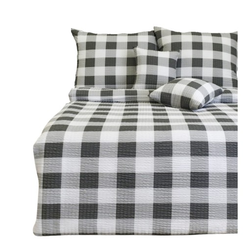 Komplet Pościeli Kora 200x220 2x70/80 Krata Ika Szara