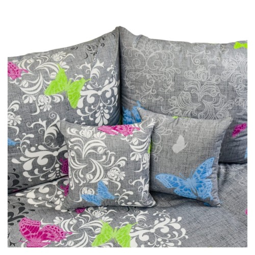 Komplet Pościeli Bawełnianej 140x200 1x70/80 Motyl Na Szarym