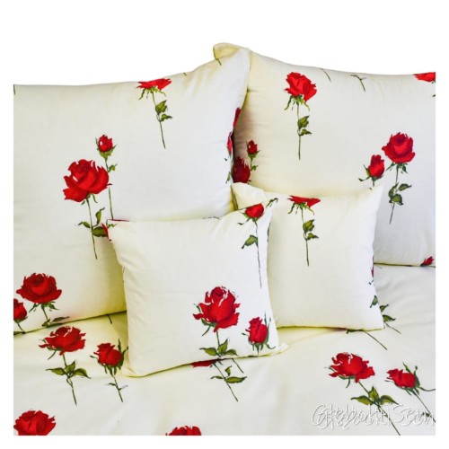 Komplet Pościeli Bawełnianej 140x200 1x70/80 Róża Stojąca Krem