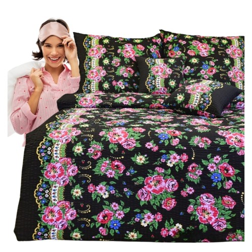  Komplet Pościeli Kora 160x200 2x70/80 Halka Góralka Czarna