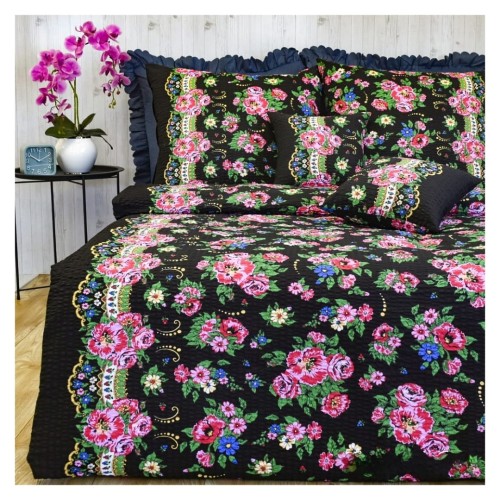  Komplet Pościeli Kora 140x200 2x70/80 Halka Góralka Czarna