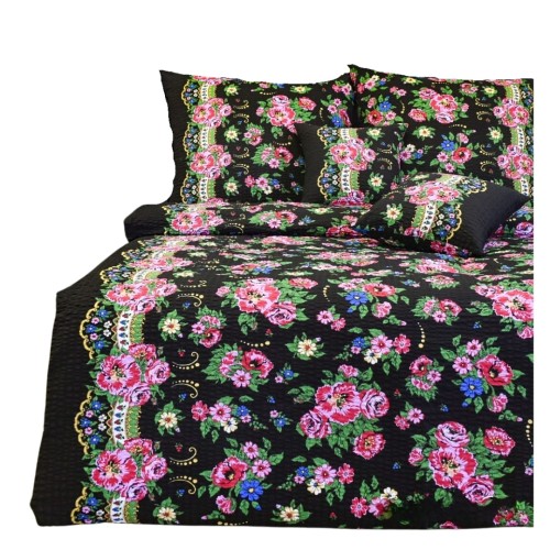  Komplet Pościeli Kora 140x200 2x70/80 Halka Góralka Czarna