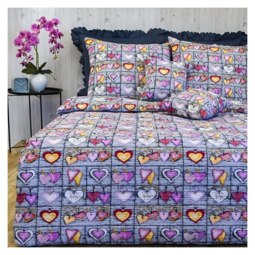 Komplet Pościeli Kora 140x200 2x70/80 Serca Na Desce Róż