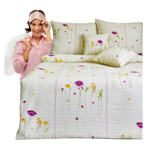 Komplet Pościeli Kora 160x200 2x70/80 Łodygi Krem