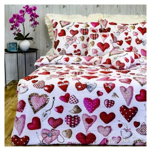 Komplet Pościeli Kora 160x200 2x70/80 Serca Guziki Na Białym