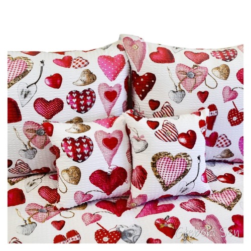 Komplet Pościeli Kora 160x200 2x70/80 Serca Guziki Na Białym