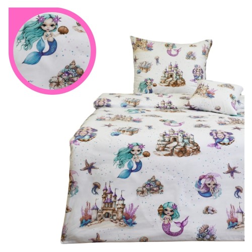 Komplet Pościeli Dziecięcej 140x200 + 1 x 50x60 Syrenki